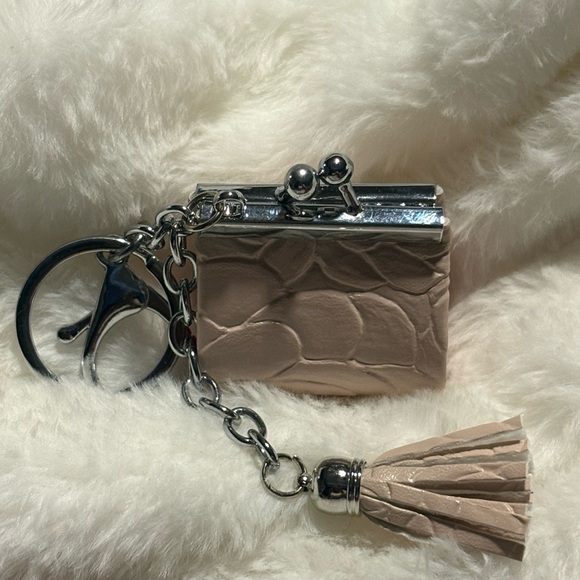 Accessories - Chic Beige Mini Purse Keychain with Tassel